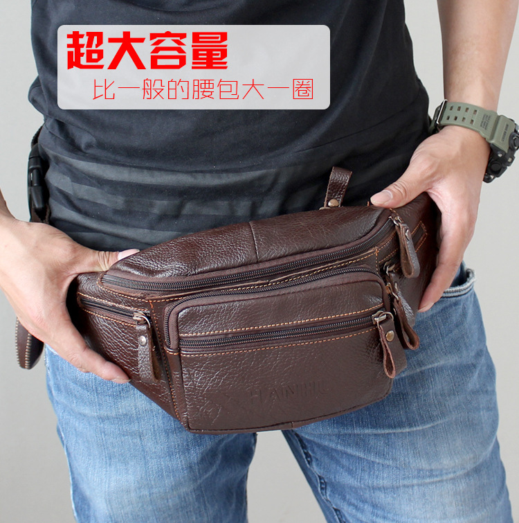 Leatherwork Belt - جلد البقر الأصلي الخصر حقيبة الرجال