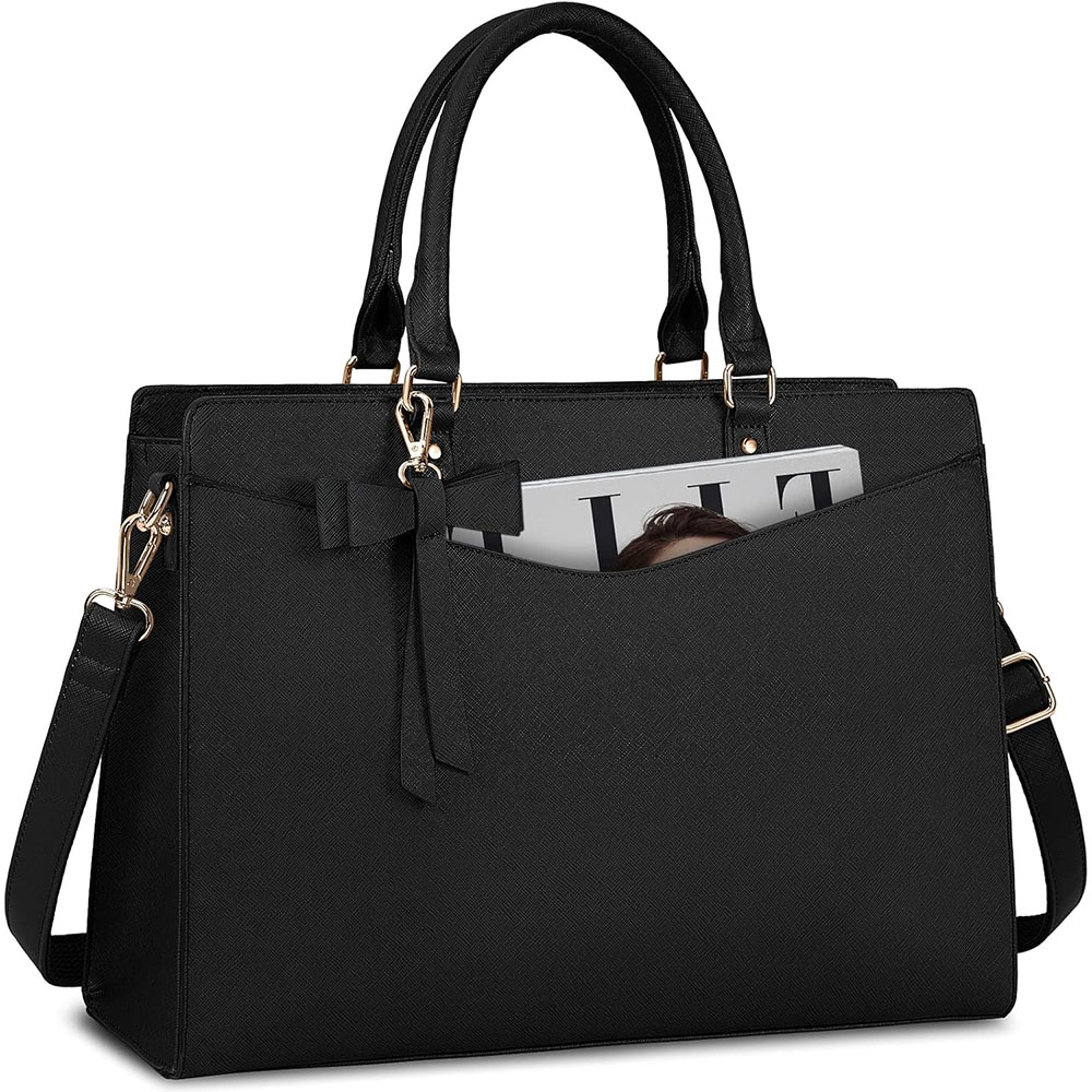 Leather Work Laptop Bag - حقيبة لابتوب نسائية 15.6 بوصة من