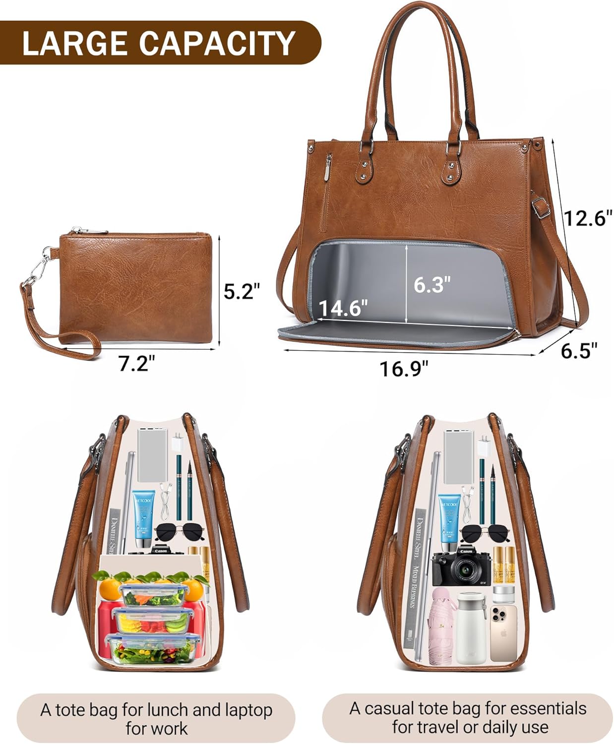 حقيبة لابتوب 2 في 1 مع حجرة مع - مراجعة Leather Work Laptop Bag وسعره